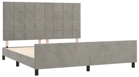 Estrutura de cama c/ cabeceira 160x200 cm veludo cinzento-claro