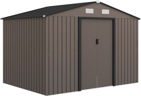 Abrigo de Jardim 277x195x192 cm  Metálico para Armazenamento de Ferramentas com Base de Reforço Incluída Cor Efeito madeira