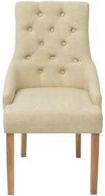 Cadeiras de jantar 2 pcs tecido cor creme