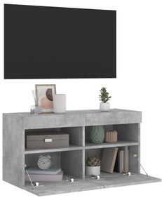 Móvel de parede p/ TV c/ luzes LED 80x30x40 cm cinza cimento