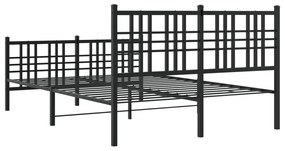 Estrutura de cama com cabeceira e pés 140x190 cm metal preto