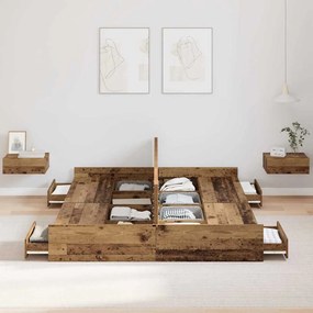 Estrado de cama com arrumação Madeira antiga 140 x 200 cm
