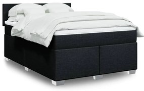 vidaXL Cama com molas/colchão 140x200 cm tecido preto
