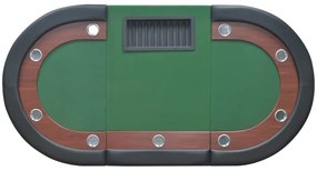 Mesa poker 10 jogadores c/ área crupiê e tabuleiro fichas verde