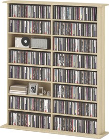 Organizador para CD e DVD com 16 compartimentos e 12 prateleiras ajustáveis 106,5 x 24 x 126,3 cm, capacidade máxima de 720 CD/396 DVD e Blu-ray, cor
