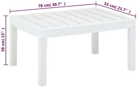 Mesa de jardim 78x55x38 cm plástico branco
