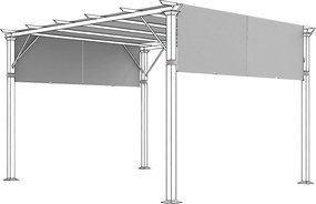 Conjunto de 2 telas de substituição para pérgula retrátil (NÃO INCLUIDA) de 4,9 x 1,2 m, para pérgula de 3 x 3 m, em poliéster com proteção UV, cinzen