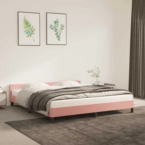 Estrutura cama c/ cabeceira sem colchão 160x200 cm veludo rosa