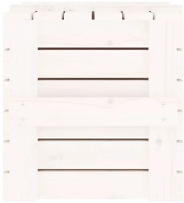 Caixa de arrumação 58x40,5x42 madeira de pinho maciça branco