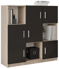 Armário Multiusos VO7 – Carvalho/Preto – 119,9 cm x 121,8 cm x 37,6 cm