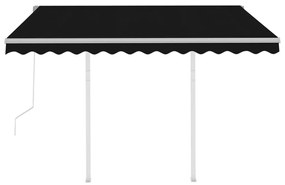 Toldo retrátil automático com postes 3,5x2,5 m antracite