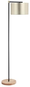 HOMCOM Candeeiro de Pé com Ecrã Suspenso de Tecido Suporte para Lâmpada E27 Máx 40W Base de Madeira e Interruptor de Pé para Sala de Estar Dormitório 48x32x152cm Dourado