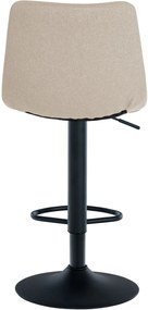 Banco de bar Jerry em tecido com estrutura preta 87-108,5 x 43 x 46,5 cm Creme