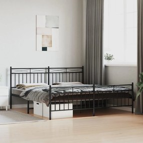 Estrutura de cama sem colchão com pés 180x200 cm preto