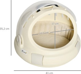 Caixa de transporte para gatos, cesto lavável com almofada removível 41 x 41 x 35,2 cm, bege
