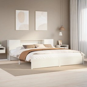 Cama com estante sem colchão 200x200 cm pinho maciço branco