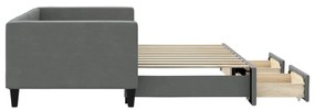 Sofá-cama c/ gavetão e gavetas 90x190 cm tecido cinzento-escuro