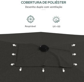 Chapéu de Sol de Jardim 300x200x248 cm Proteção UV50+ Chapéu de Sol de
