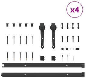 Kit de ferragens para porta deslizante 305 cm aço preto