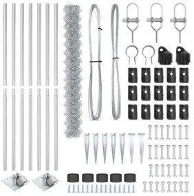 Cerca de Cadeia com 7 Postes de Estaca 1.6x10 m Aço Galvanizado