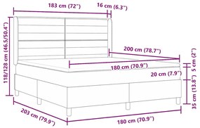 Cama Box Spring com Colchão Cinza Escuro 180x200 cm - Tecido