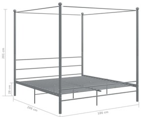 Estrutura de cama com dossel 180x200 cm metal cinzento