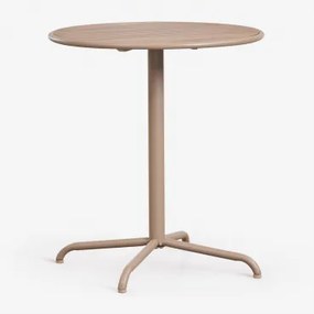 Mesa De Jardim Redonda Ø65 Cm Em Aço E Madeira De Acácia Tilda Moka Brown - Sklum
