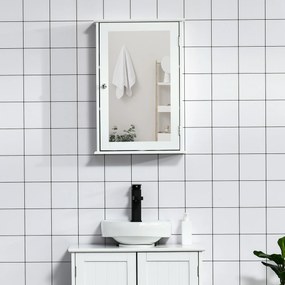 Armário de parede para casa de banho com espelho 41 x 14 x 60 cm com1 porta, 2 prateleiras - MDF branco