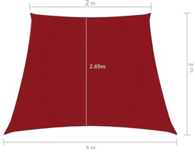Para-sol estilo vela tecido oxford trapézio 2/4x3 m vermelho