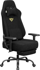 Cadeira gaming em imitação de camurça com apoio para os pés e braços 4D, até 200 kg, 72 x 72 x 125–135 cm, preta
