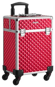 Estojo de viagem para maquilhagem com rodas e alça | SONGMICS | 34 x 24 x 45 cm | vermelho | JHZ013R01.