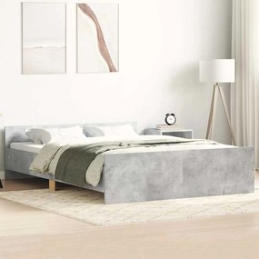 Estrutura de cama c/ painéis de cabeceira e pés cinza cimento