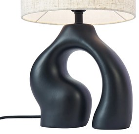 Candeeiro de Mesa Japandi Preto com Abajur de Linho - Dahlia Japandi