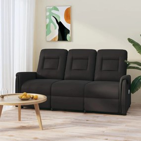 vidaXL Poltrona massagens 3 assentos reclinável couro artificial preto