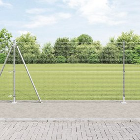 vidaXL Cerca de Arame Soldado com 7 Postes Flanados 1,2x10 m Aço Galvanizado