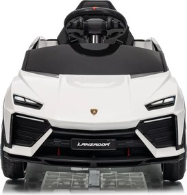 Carro elétrico para crianças Lamborghini Lanzador 12V, Pneus em borracha maciça, banco em pele sintética Branco