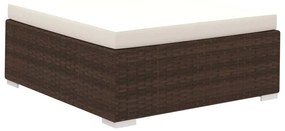 6 pcs conjunto lounge jardim c/ almofadões vime PE castanho