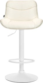Banco alto em tecido com estrutura branca 85-106 x 49 x 51 cm cor creme
