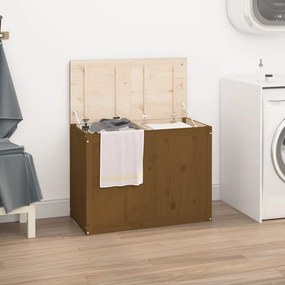 vidaXL Caixa p/ roupa 88,5x44x66 cm madeira pinho maciça castanho mel