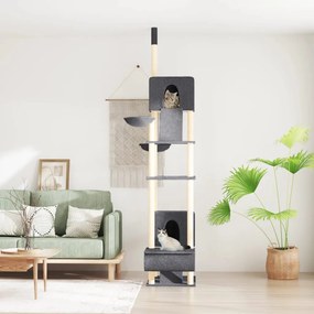 vidaXL Árvore gatos altura ajustável chão-teto 277-303 cm cinza-escuro