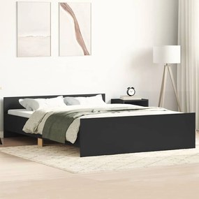 Estrutura de cama com cabeceira e pés 140x190 cm preto