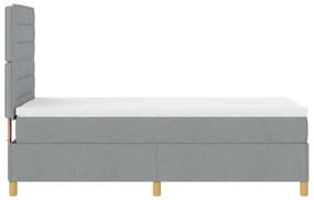 Cama Box Spring com Colchão Cinza Claro 100x200 cm Tecido
