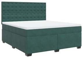 Cama com molas/colchão 180x200 cm veludo verde-escuro