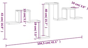 Estante parede 104,5x10x43 cm derivados madeira cinzento sonoma