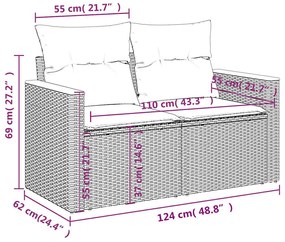 5 pcs conjunto de sofás p/ jardim com almofadões vime PE bege