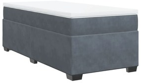 Cama com molas/colchão 90x200 cm veludo cinza-escuro