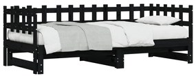 Sofá-cama de puxar 2x(90x200) cm pinho maciço preto