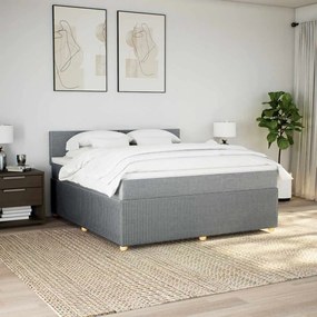 Cama com molas/colchão 180x200 cm tecido cinzento-claro
