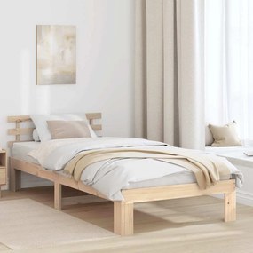vidaXL Estrutura de Cama de Madeira de Pinho Natural Madeira 75 x 190 cm