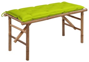 vidaXL Banco de jardim dobrável com almofadão 118 cm bambu